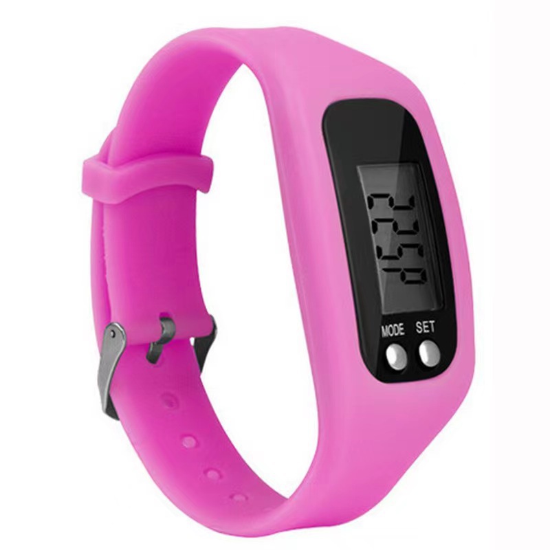 Silikon elektronisk stegräknare armbandsklocka multifunktionell stegräknare hälsa sport led elektronisk klocka armband: Rosa