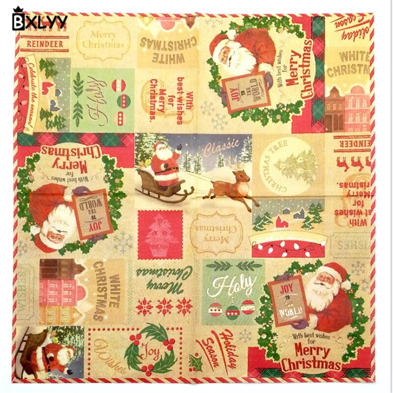 BXLYY Kerst Dubbeldekker Afdrukken Papieren Handdoek Kerst Decoratie Feestartikelen Home Decoratie Accessoires Baby Shower.7