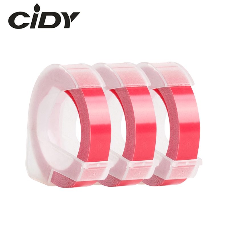 Cidy 3 ruller 9mm *3m dymo 3d plastik pink farve prægebånd til prægning af etiketmaskiner dymo 1011 1610 12965 motex  e101