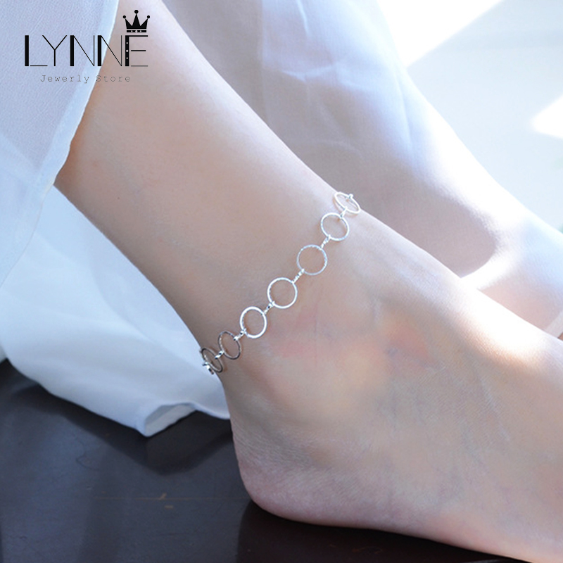 Modo caldo di Vendita 925 sterlina d'argento Cavigliere Braccialetto Semplice Rotonda Del Pendente Del Piede Del Calzino Delle Donne Della Catena Braccialetto di Caviglia Del Piede Dei Monili