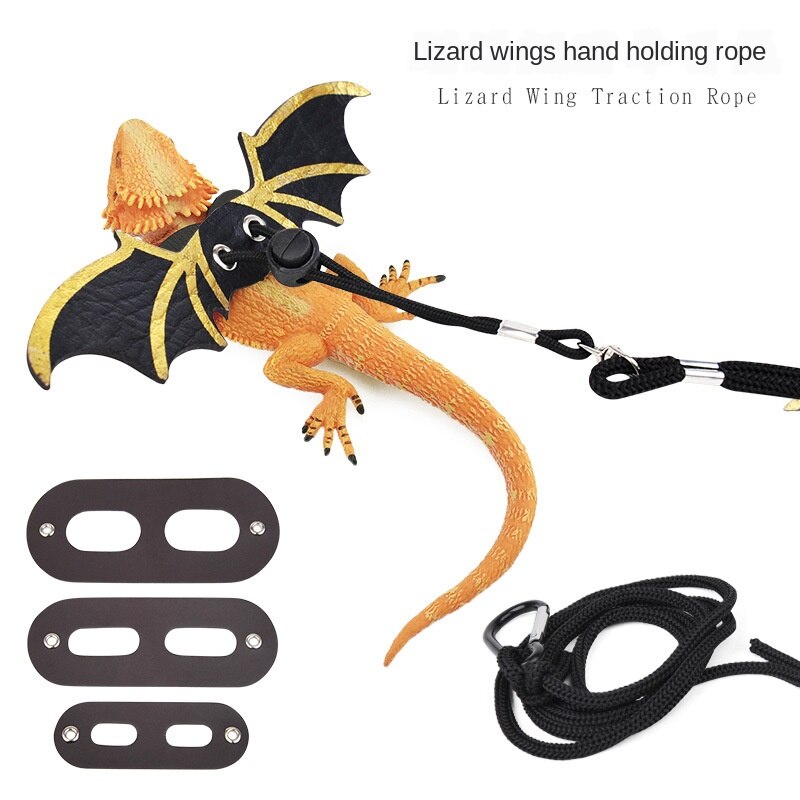 Lizard Harness Leash Bearded Dragon+Cool Leather Wings Reptile Adjustable AU