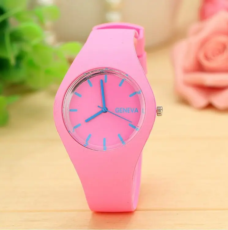 Men watch Women Cream Color Ultra-thin Silicone Strap Leisure Watch Geneva Wristwatch Women's Jelly Watches