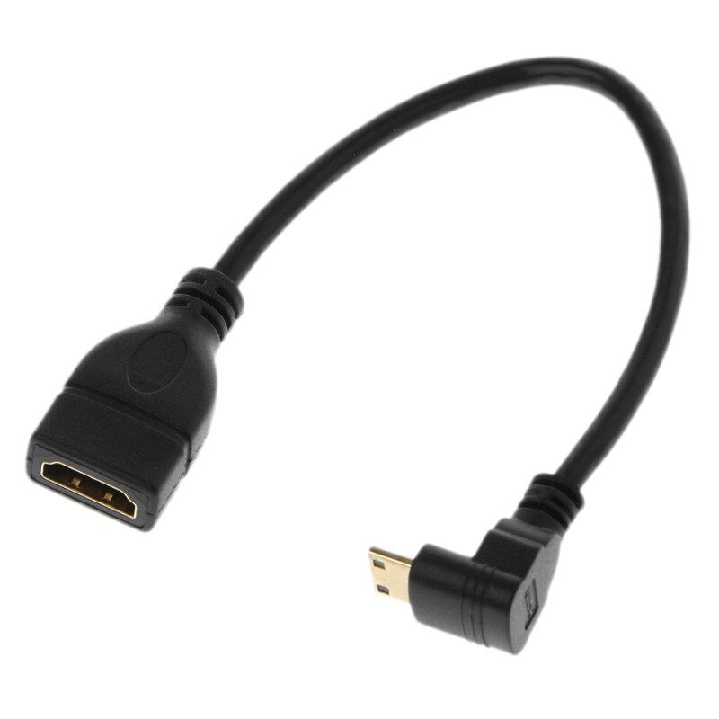 90 Degree Angled Mini USB HDMI Male To HDMI Female Extension Data Cable 21cm