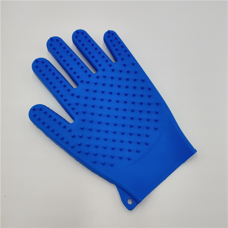 1 unidad de guantes de silicona para mascotas de doble cara guantes de limpieza de baño para perros masaje peine de pelo para belleza cepillo para quitar el pelo guante de cepillo de baño: Blue 1 piece