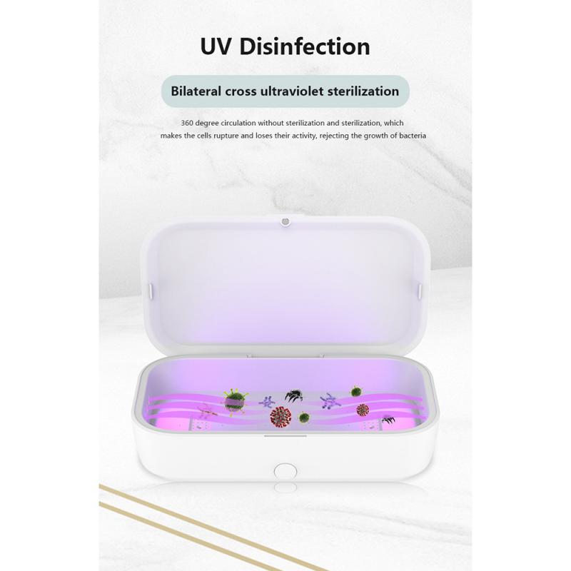Multifunktion 10w trådlös laddare uv-desinfektionslåda ansiktsmask mobiltelefonnyckel uv-sterilisering aromaterapi laddningslåda