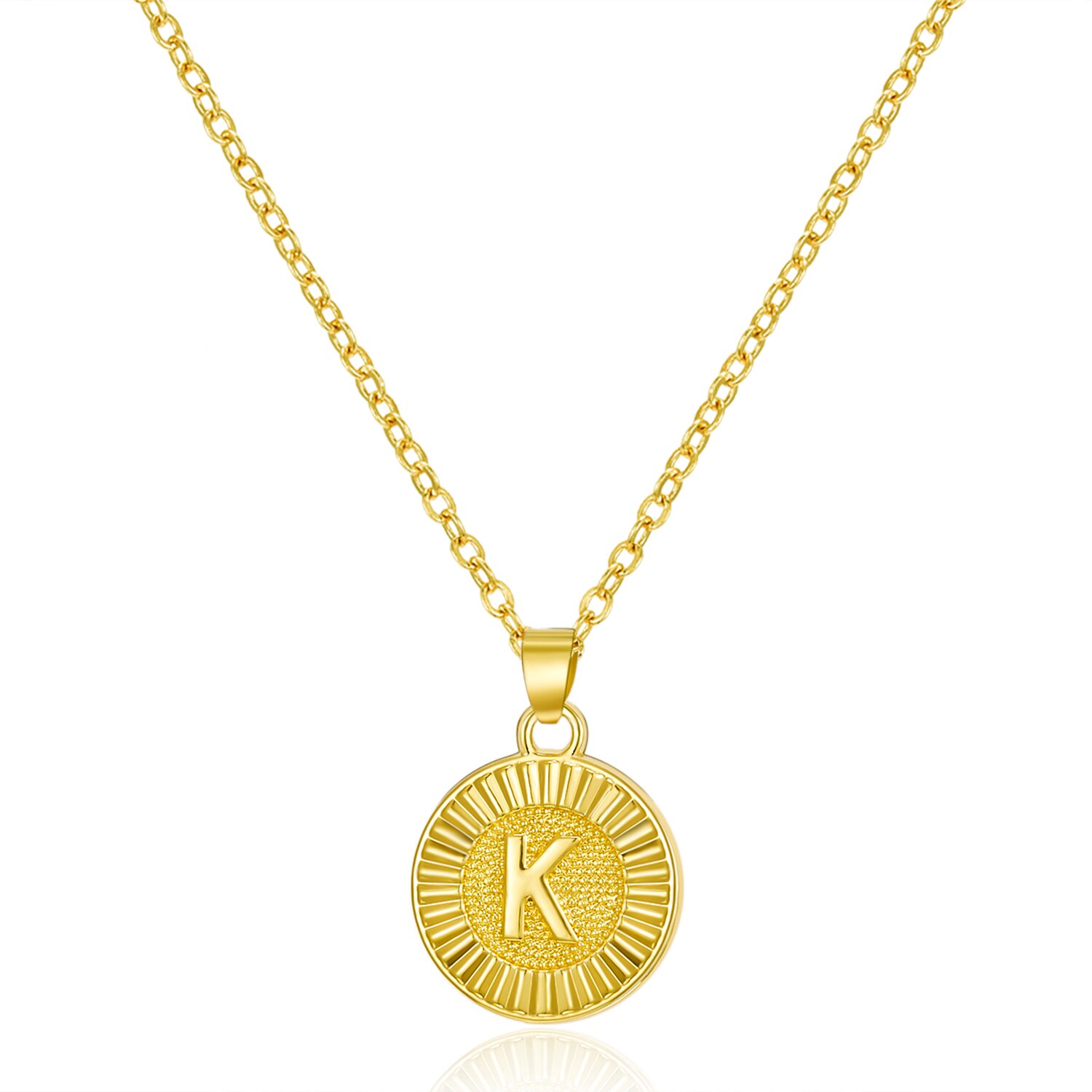 Prosty okrągły A-Z 26 inicjały zawieszka w kształcie litery łańcuszek do obojczyka Choker naszyjnik dla kobiet mężczyzn biżuteria na urodziny: K