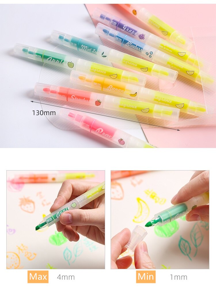 8pz impostato di pennarelli per evidenziatore di colore di odore di frutta finestra trasparente pennarello per scrittura a doppio lato penna per cancelleria scuola per ufficio A6798