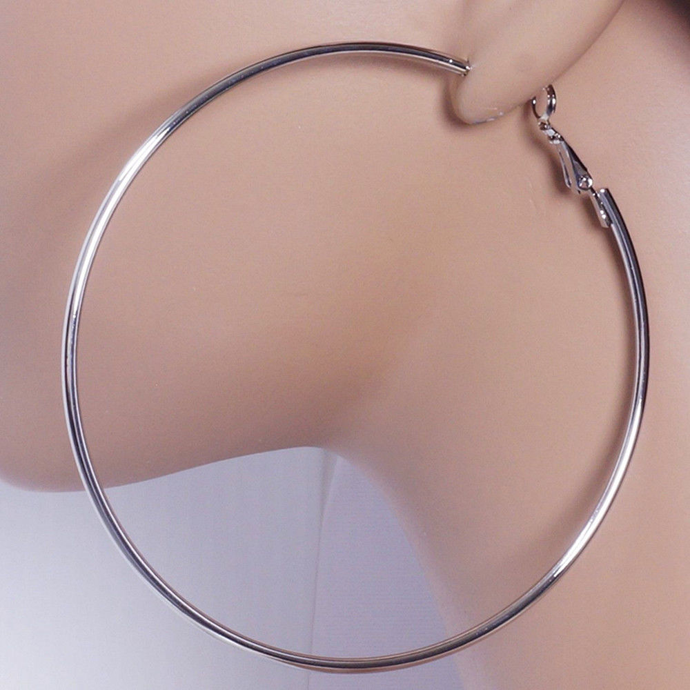 1 par de brincos de argola simples de aço inoxidável para mulheres punk brinco grande ouro prata cor círculo feminino meninas joias presentes