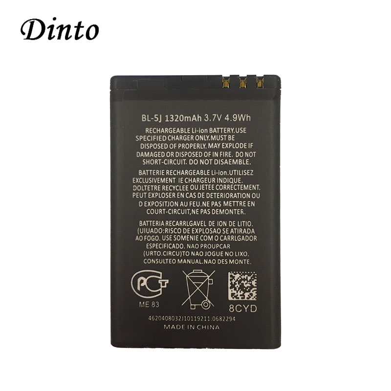 Dinto Li-ion Phone Battery BL-5C BL-5B BL-5J BL-5CT for NOKIA N70 N71 5300 N83 5230 5233 6303i C5-02 BL5C BL5B BL5J BL5CT