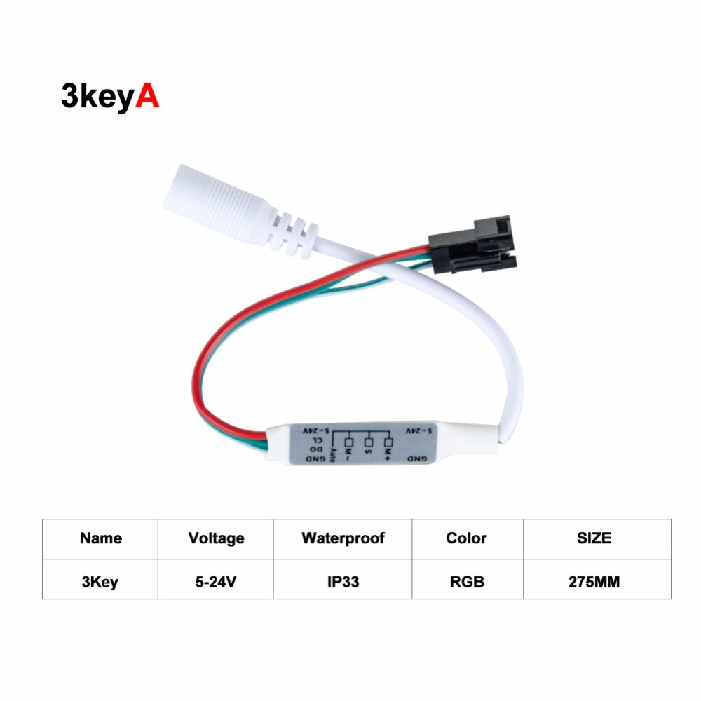 17- toetsen  dc 5v-12v rgb-afstandsbediening, draadloze mini rf-led-controller voor 2812 2811 1903 6812 led-stripverlichting, 3 pinnen