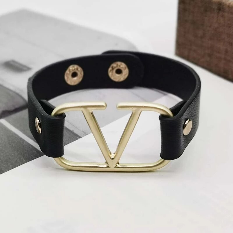 Leather Bracelet Wrap All-Match OL V Word Wide Europe Bracelet For Women Hand Jewelry: 7