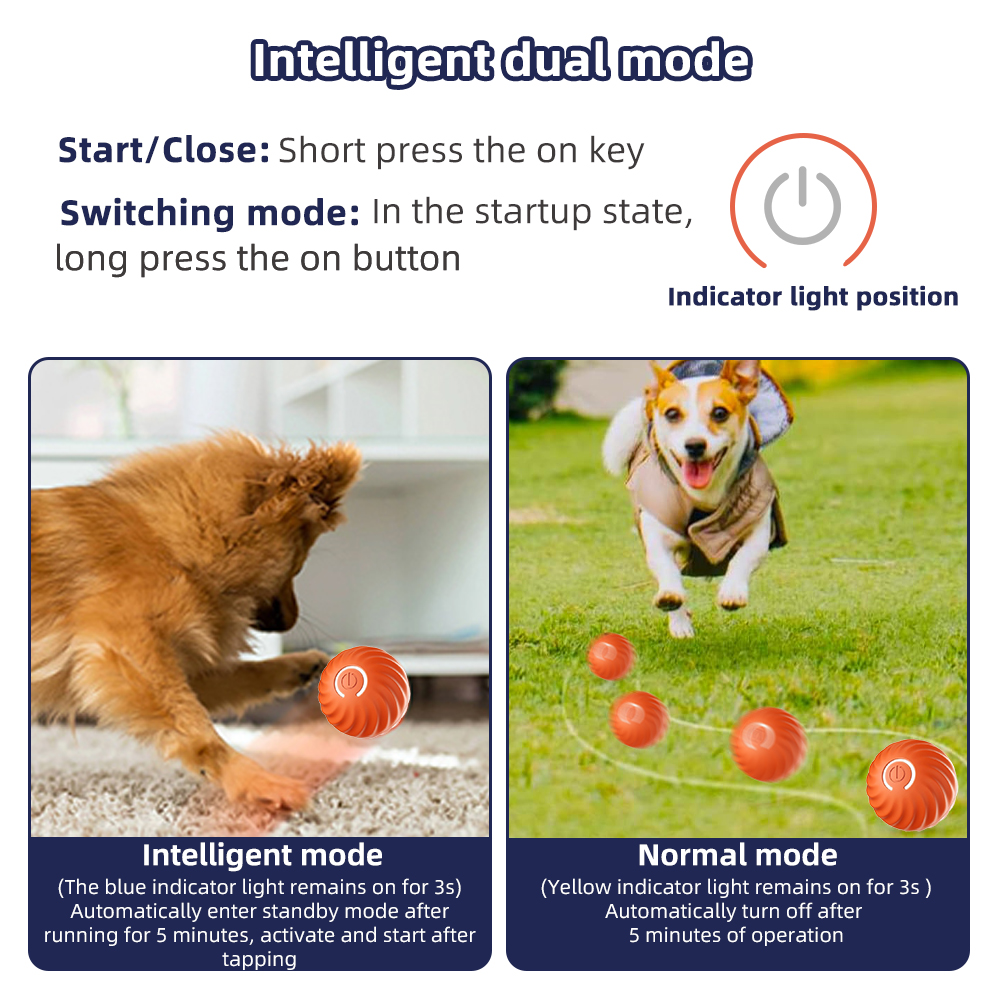 Pelota de juguete inteligente para perros, juguete interactivo electrónico para mascotas, pelota móvil y carcasa USB, rebote automático para cachorros, de cumpleaños, producto para gatos
