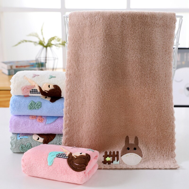 Toalla pequeña de terciopelo Coral para niños, paño suave absorbente de agua, 25x50cm, de lavado de cara, cuidado de limpieza de baño de microfibra