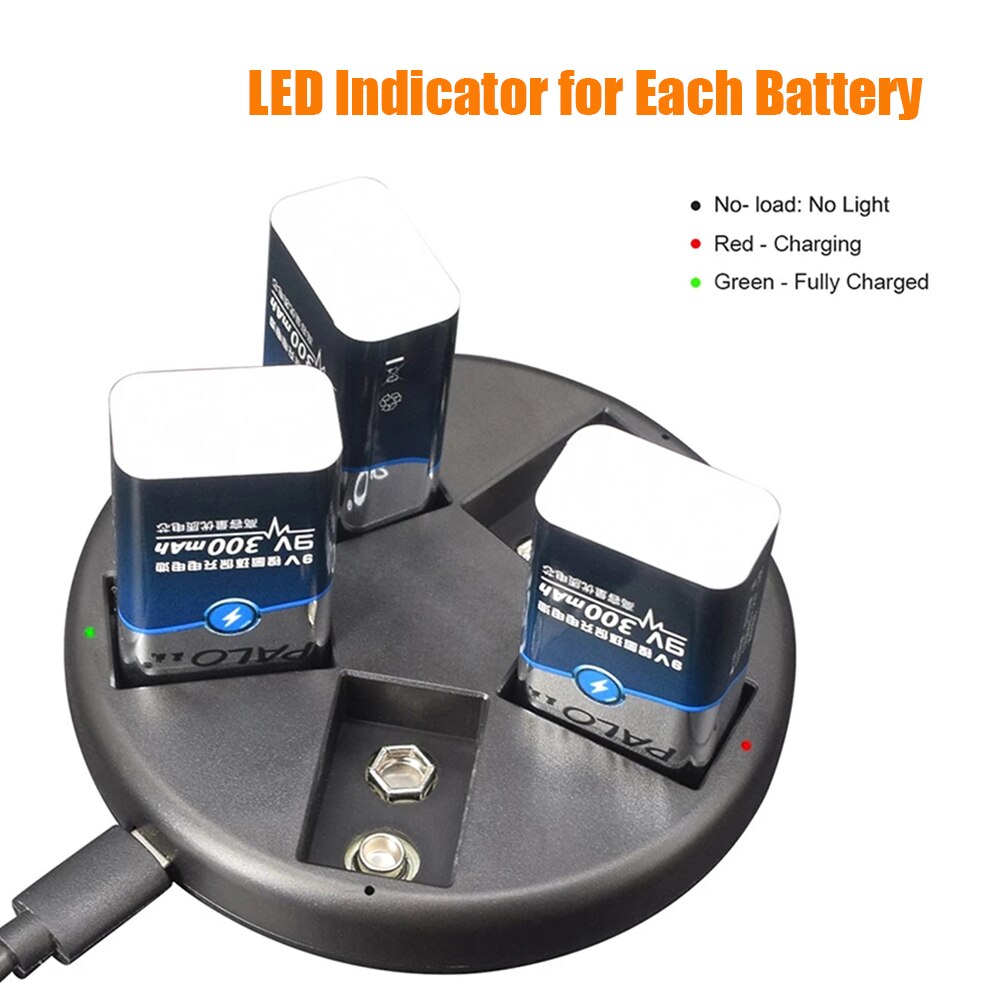 Mini Dual Toy Battery Charger for 6F22 9V Lithium Ni-MH Ni-CD Battery USB Plug Portable Charger for Rechargeable Batteries