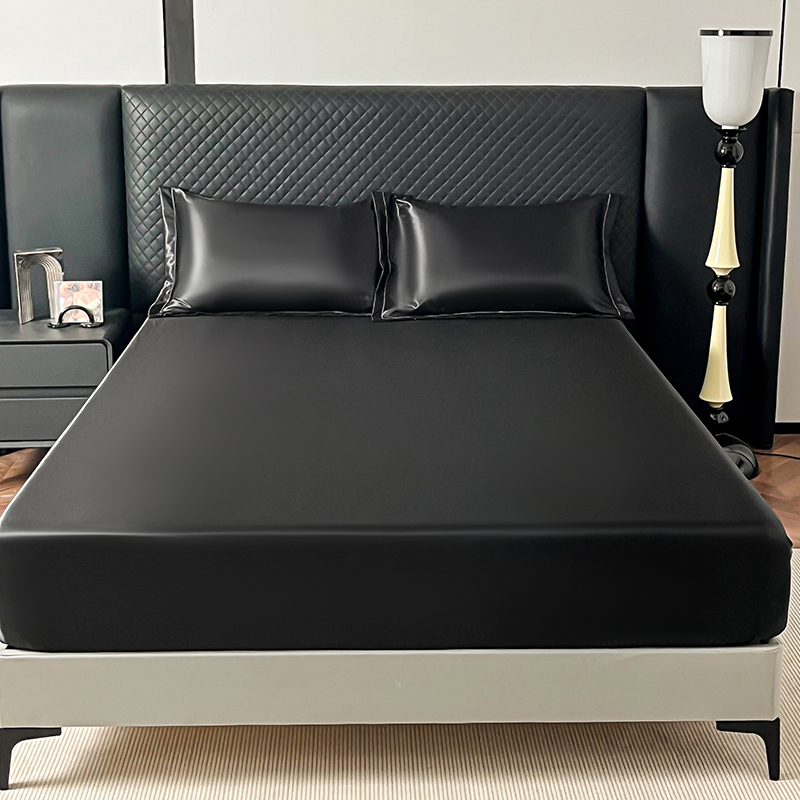 Jedwabna elastyczna narzuta na łóżko bez poszewki na poduszkę: 200 cm * 200 cm / czarny