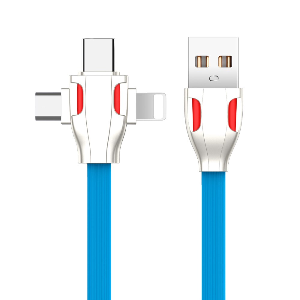 3 In 1 USB C Micro USB 8 Pin Kabel Für iPhone 12 Samsung Android 3A Multi Ladegerät Schnelle Lade USB Typ C Kable Schnur: Blau