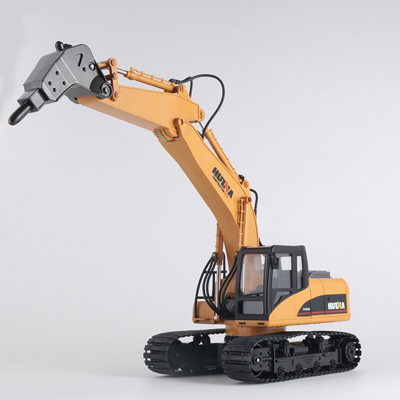 HUINA 1:14 Remote Control Drilling Rig Toy Alloy Engineering Vehicle Disassembly Machine Model 16 Channel LED Lights