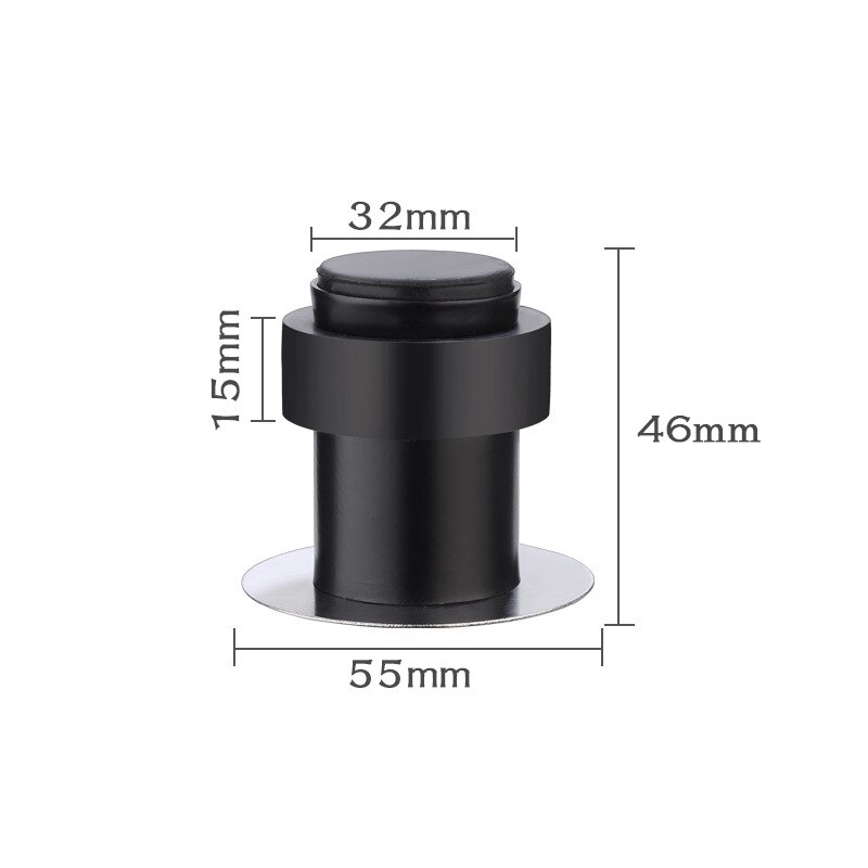 NAIERDI Gummi Tür Stopper Edelstahl Tür Schutzhülle Pad Zauberstab Schutz Anti-kollision Tür Halfter Tür Stoppt Hardware-: 46mm Schwarz