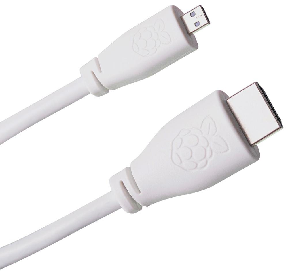 T7689AX - Raspberry Pi Accessory, Raspberry Pi 4 Model B HDMI-port Cable, Micro HDMI-compactible To HDMI-port, 1m, White