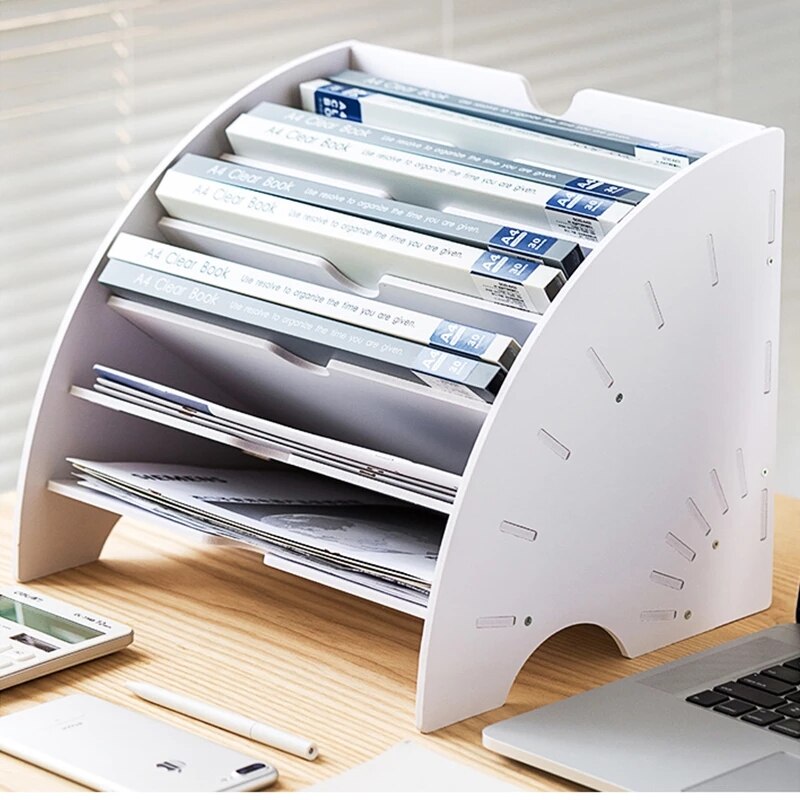 6 Layers Multifunction Sector Desk Organizer Document Tray Magazine File Letter Holder Stationery Pencil Container Home Office