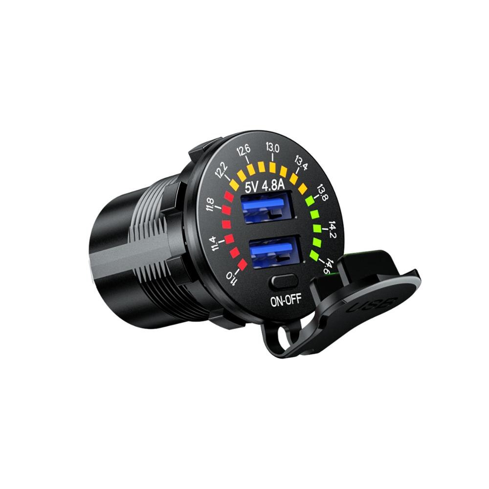 12V Quick Charge 3.0 Usb Suv Autolader Waterdichte 18W Type C Pd Outlet Snelle Oplader Met Led voltmeter Op Uit Schakelaar