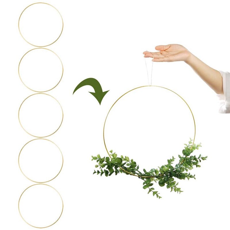 4 Pack 14 Inch Large Metal Floral Hoop Wreath Macrame Gold Hoop Rings for DIY Wedding Wreath Decor Dream Catcher