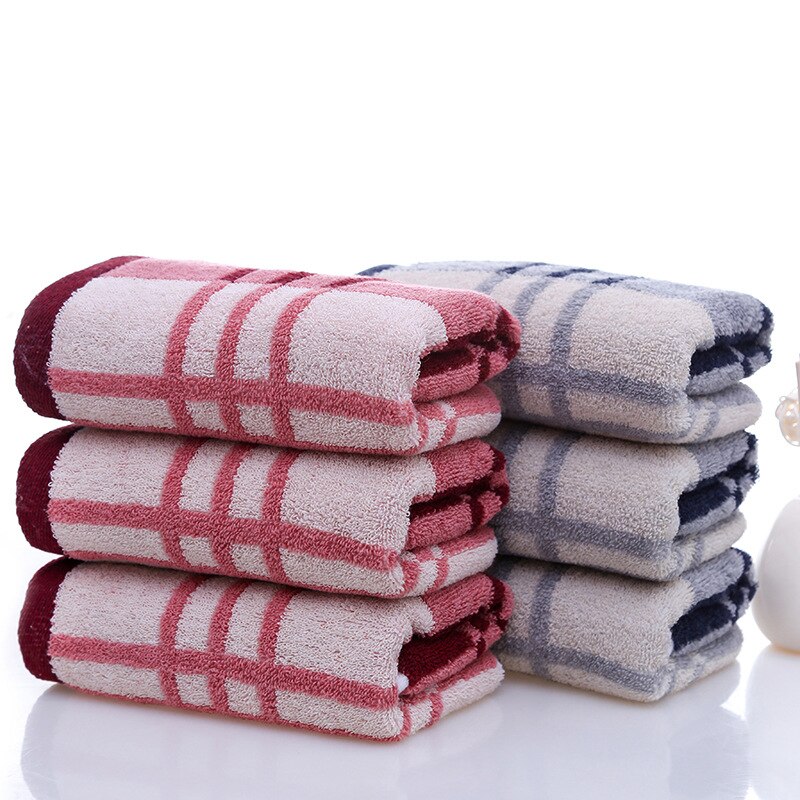 Toalla de rayas a cuadros de 35x75 cm, toallas 100% de algodón para la cara, toallas suaves y baratas, conjunto de 2 unids/set para el cabello de baño adulto, asciugamani