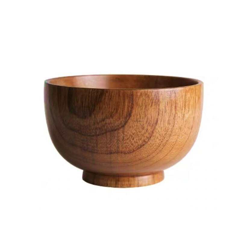 Bol en bois naturel de Style japonais, ustensile de table pour salade de fruits, nouilles, riz, soupe, ustensiles de cuisine, 7 tailles: 15x8.4cm