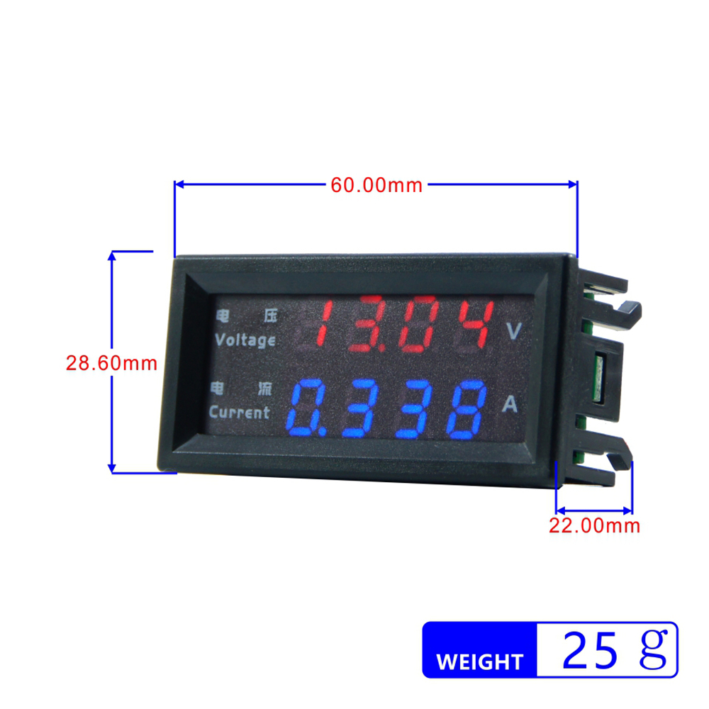 Diymore M4430 DC 100V 200V 10A Electronic Digital Voltmeter Ammeter 0.28'' LED Display Voltage Regulator Volt AMP Meter Tester