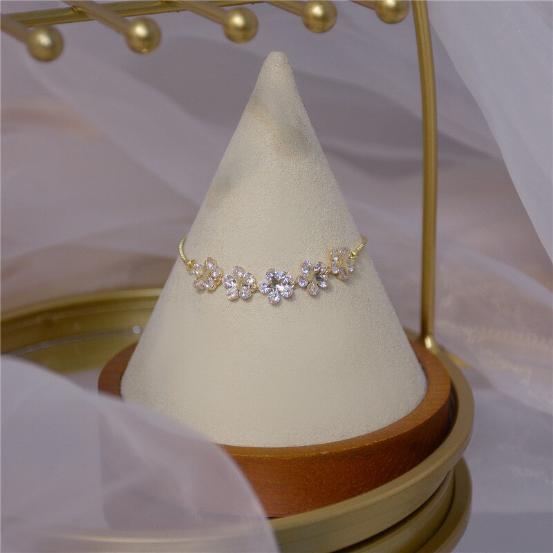 Mode Aaa Zirconia Bloemblaadje Armband Vrouw Exquisite Luxe Manchet Armband Sieraden Verjaardag Cadeau Voor Meisjes