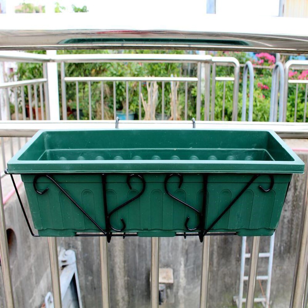 1 Pcs Rechteckige Balkon Geländer Schmiedeeisen Blume Stehen Blume Topf Garten Wand Hängende Lagerung Box Stand Pflanzung Blume