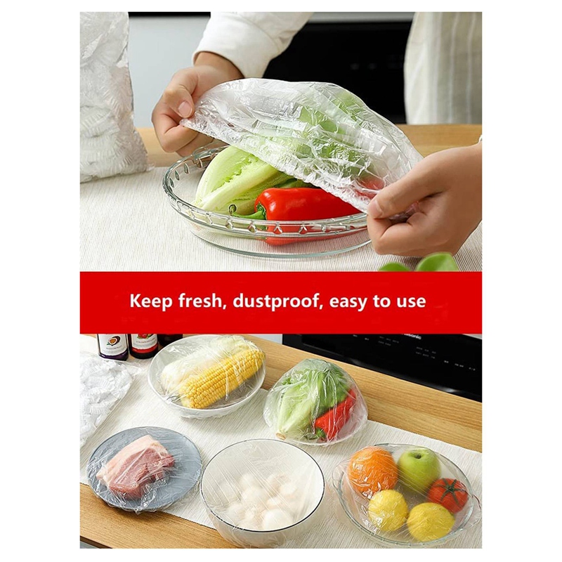 100 Pieces Of Plastic Wrap Bowl Lids, With Elastic, Plastic Stretchable Food Lids