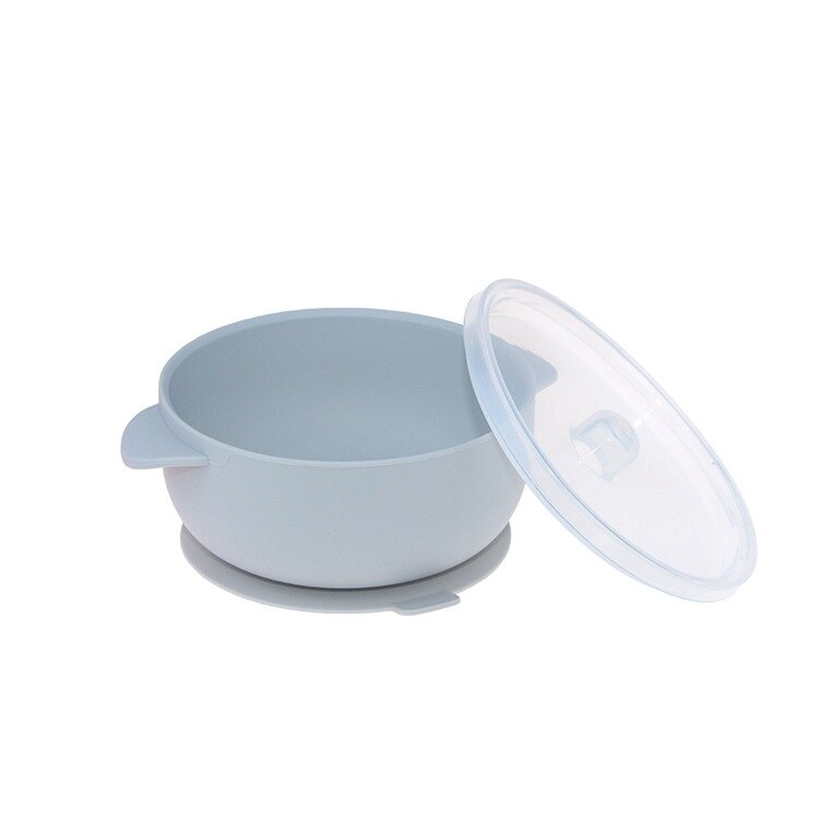 Anti-fald sugekop skålebestandig silikone skål med låg babytræning kosttilskud skål madvarer: Grå