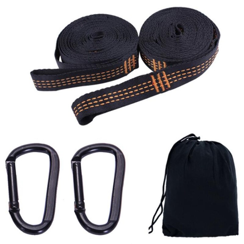 2 stuks supersterke hangmatriemen, geleverd met 2 karabijnhaken, draagbaar ophangtouw voor in de boom: Default Title