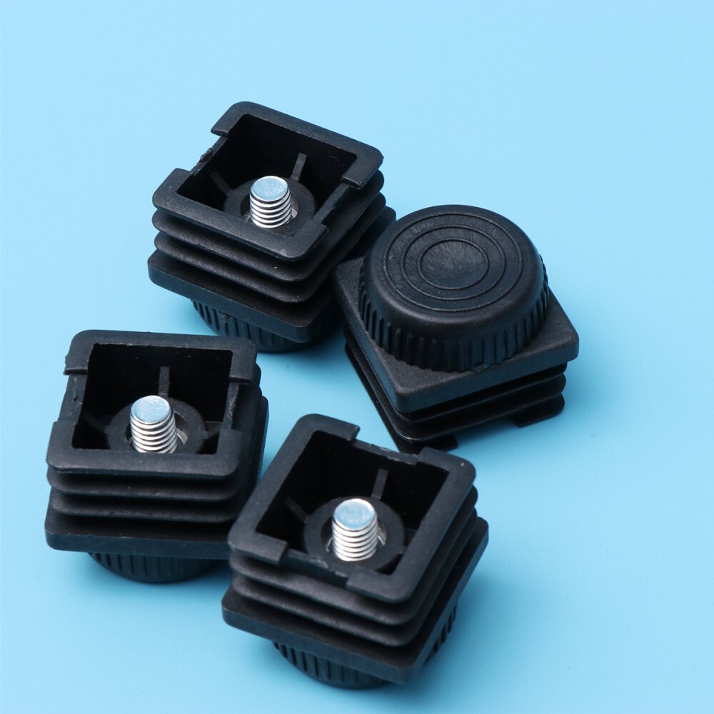 20pcs M8 Square Pipe Plug Furniture Square Foot Mats Tube Cover Pipe Fittings with Nut and Adjustable Feet 35*