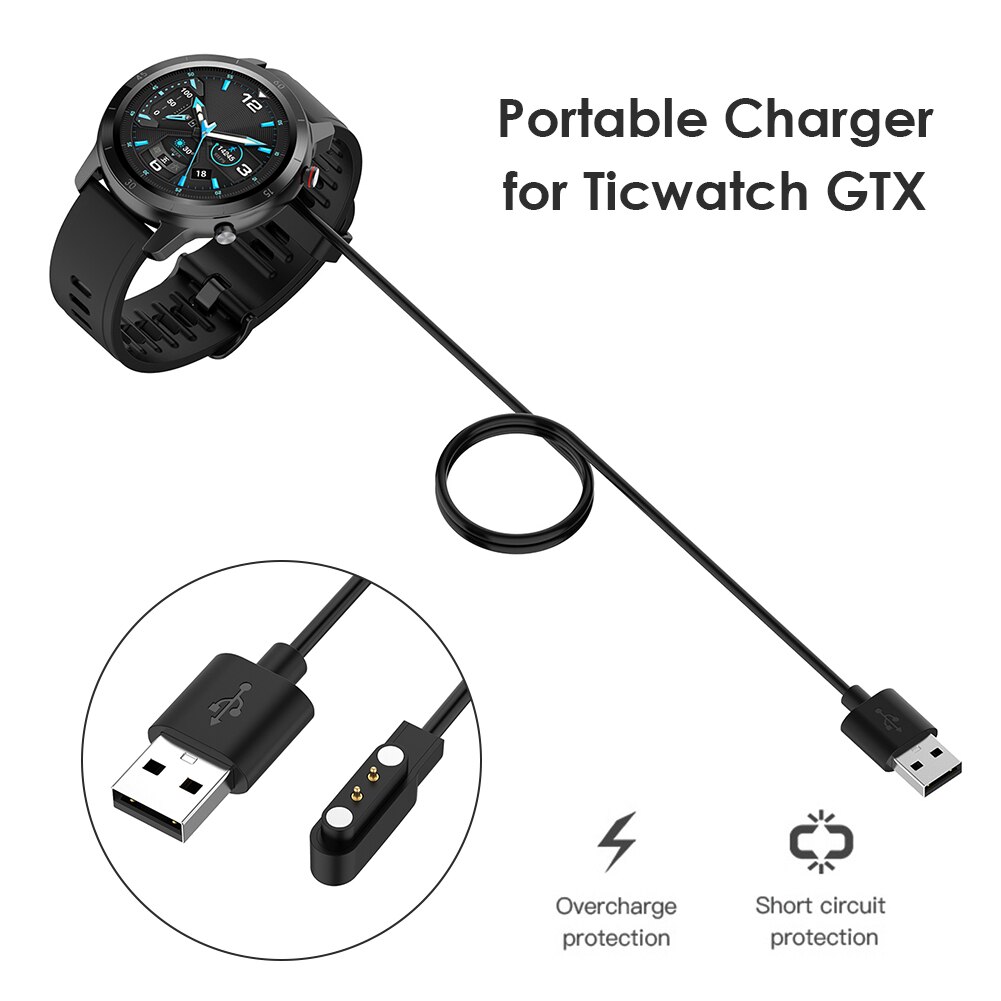 Smartwatch dock-opladeradapter, magnetische usb-oplaadkabel, basiskabel voor ticwatch gtx sport smartwatch-accessoires