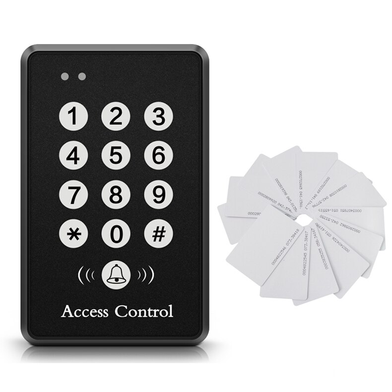 125Khz RFID Access Control Keypad Reader Device 500 users Security RFID Proximity Entry Door Lock Access Controler Keyboard: D85 and 10 cards