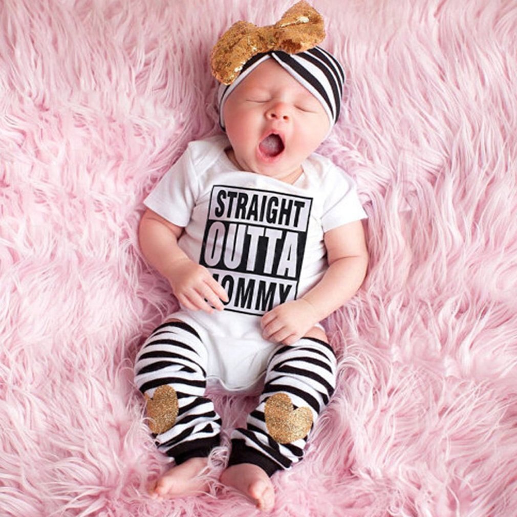 Sommer Baumwolle Baby Jungen Mädchen Kurzarm Strampler GERADE OUTTA MAMA Gedruckt Body Oansatz Infant Overall Kleidung