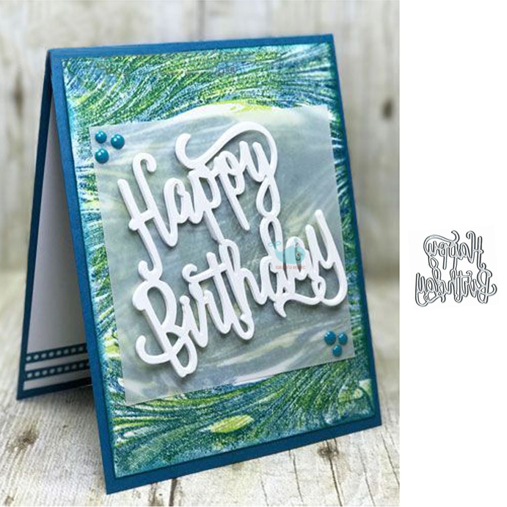 Grattis på födelsedagen metall skära stansar scrapbooking stencil mall för album papper gör det själv kort dekoration prägling stansar cut