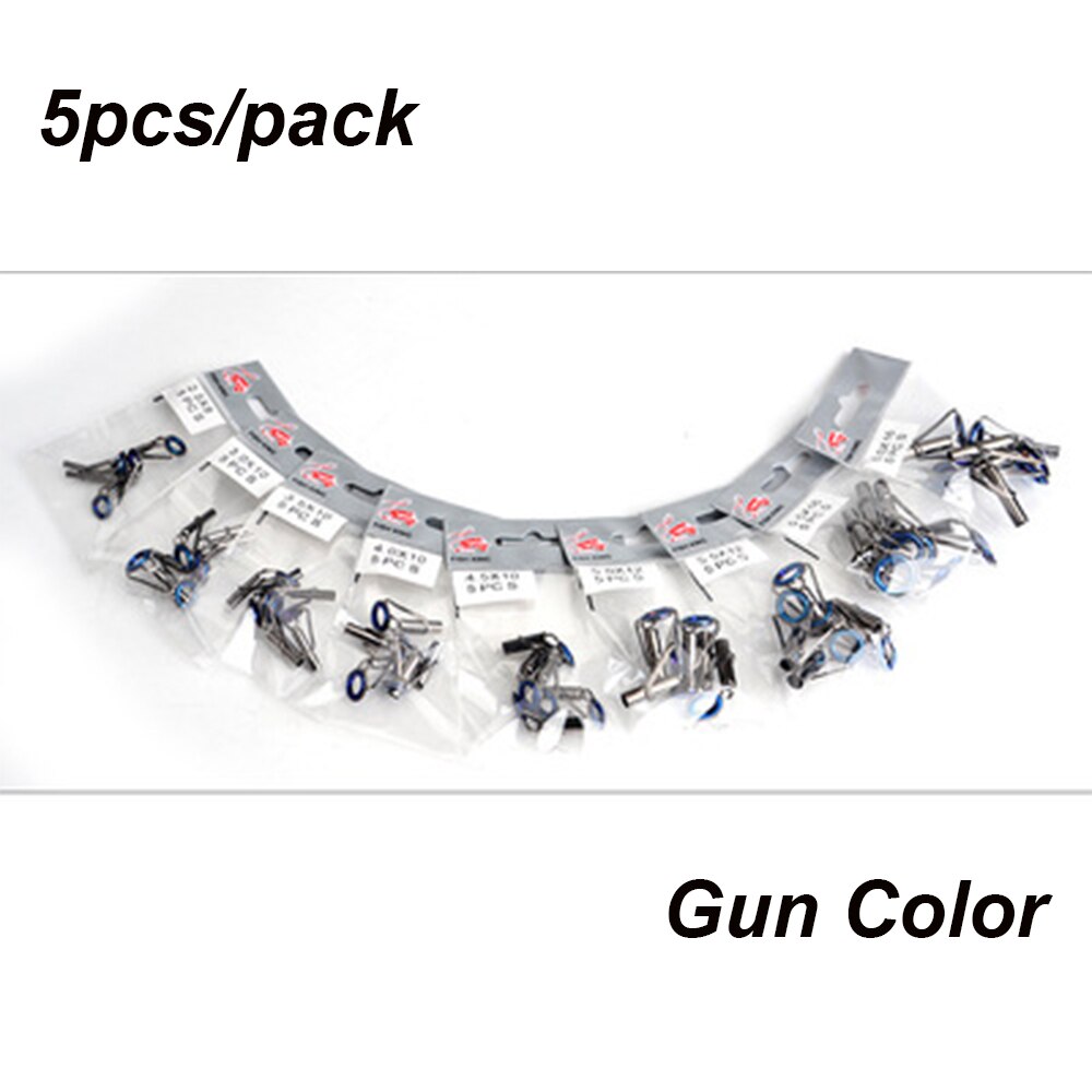 5Pcs 1-9# Oval Eye Ceramic Ring Fishing Rod Guide O Ring Stainless Steel Tip Repair Kit Tackle Box Parts Circle fish Accessories: Gun Color / 5