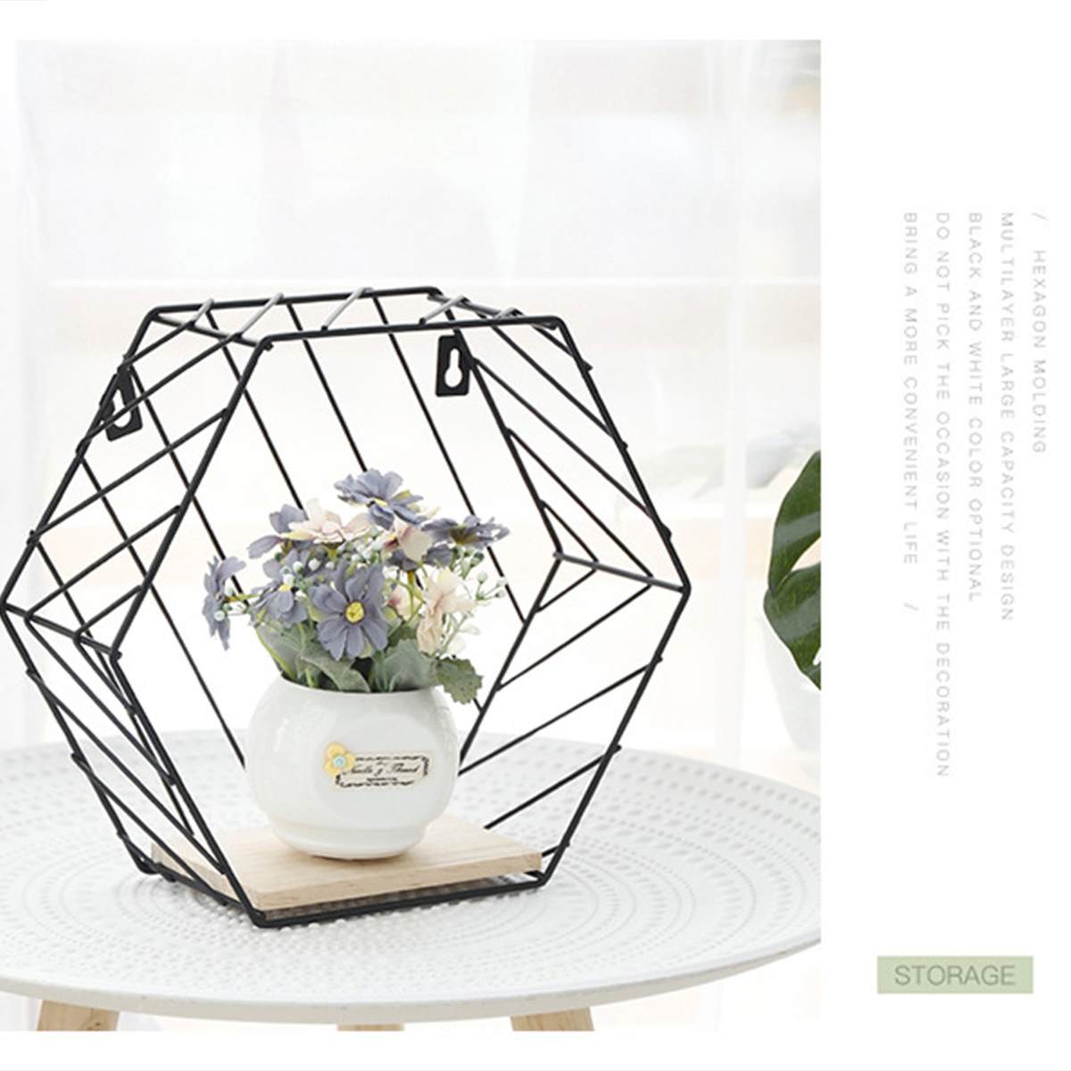 Grid Wood Bottom Wall Shelf Nordic Wall Decoration Hanging Geometric Figure Layout Grid For Living Room Decor Shelf