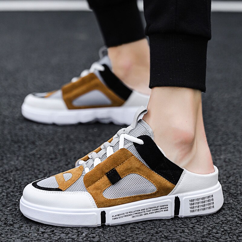 Heren casual schoenen schoenen schokbestendig vetersluiting ademend heren sneakers hoogte verhogen ademend casual mesh half drag