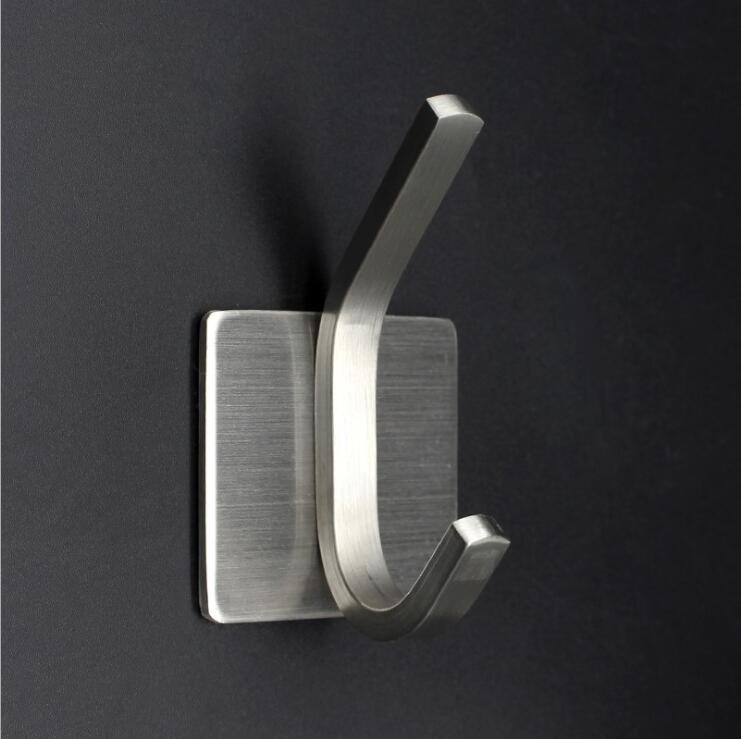 Brushed Finish SUS 304 Stainless Steel Bathroom &amp;Kitchen Hardware Wall Hook Self-adhesive Robe Hook Bathroom Accessories
