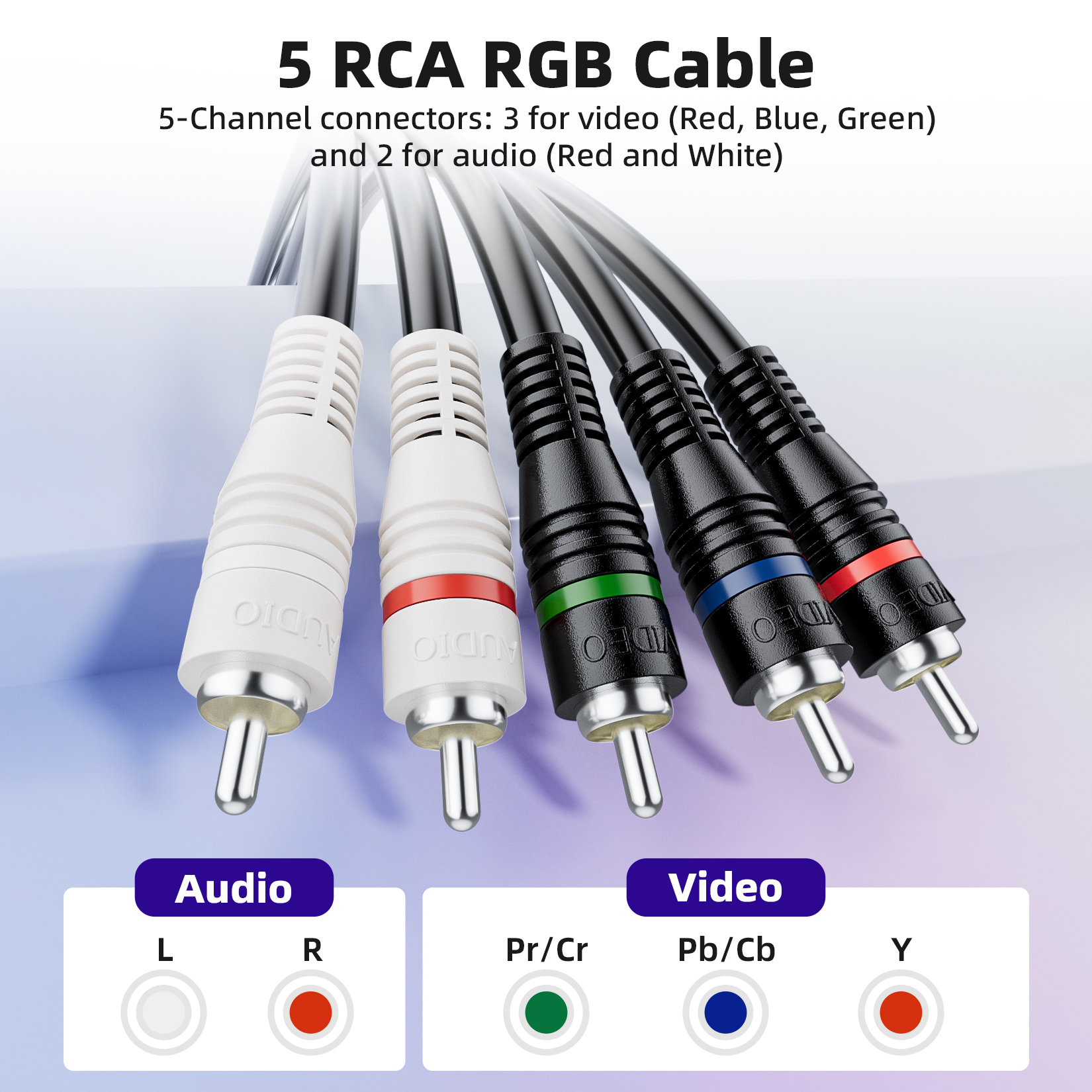 5 rca ypbpr-komponentenkabel mit rgb-Audio--komponentenkabel, 6ft 1.8m ypbpr-Video-/audiokabel für dvd-Spieler, einstellen-oben-Kasten, tv-Kasten und hdtv