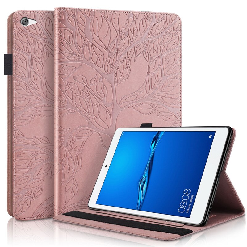 Tablett deksel til huawei mediapad  m5 lite 10 etui preget tre snu lommebok deksel til funda huawei mediapad  m5 lite deksel 10 1 tommer: rose måke