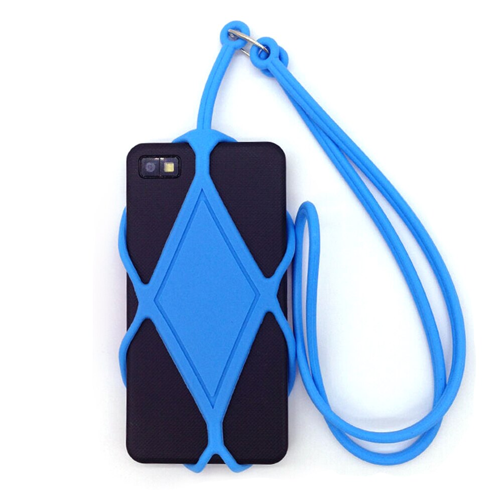Til iphone 6 7 5s htc samsung xiaomi silikone mobiltelefon lanyard holder cover cover universal telefon halsstrop halskæde slynge: Blå