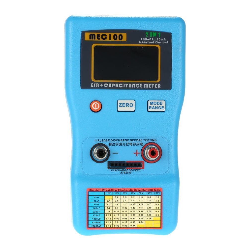 2 in 1 Digital Auto-ranging Capacitor ESR Meter Capacitance Tester Internal Resistance Measurement with SMD Test Clips