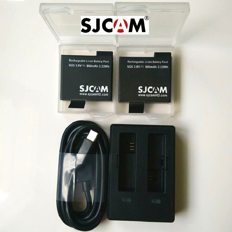 100% Originele Sjcam 900Mah Backup Oplaadbare Li-On Batterij En Lader En Case Voor Sjcam M20 Wifi Sport camera