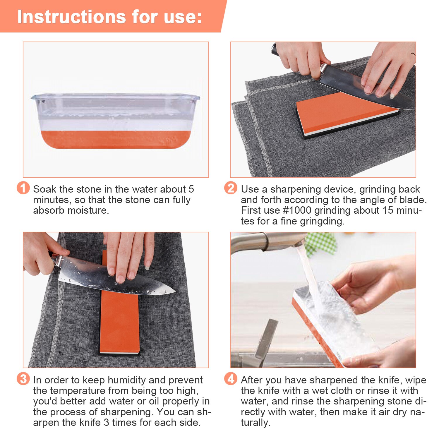 Whetstone Kitchen Knife Sharpener Grindstone Japanese Sharpening Stone For All Knives White Corundum Waterstones