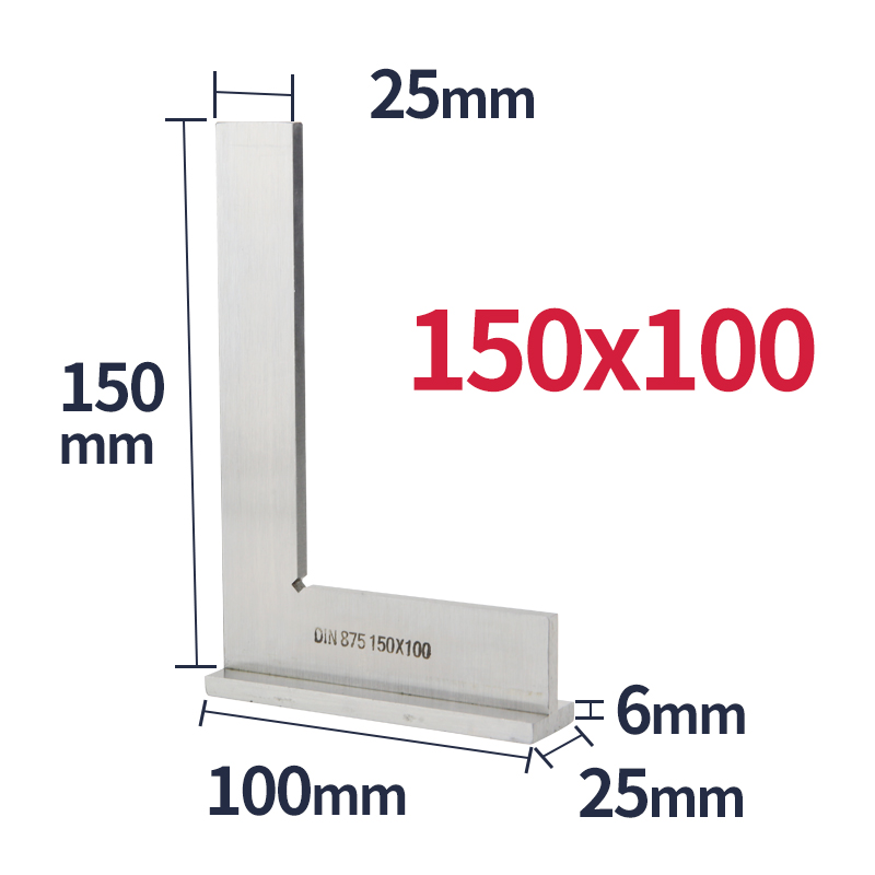 90 graders vinkel flad kant firkantet vinkel lineal træbearbejdningsværktøj snedker firkant lineal metal firkantet kulstofstål måler prøv firkantet: 150 x 100 med base 90